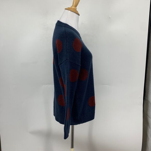 Madewell Sweater Womens XS Extra Small Navy Red Polka Dot Graystone Wool Blend - Picture 5 of 13